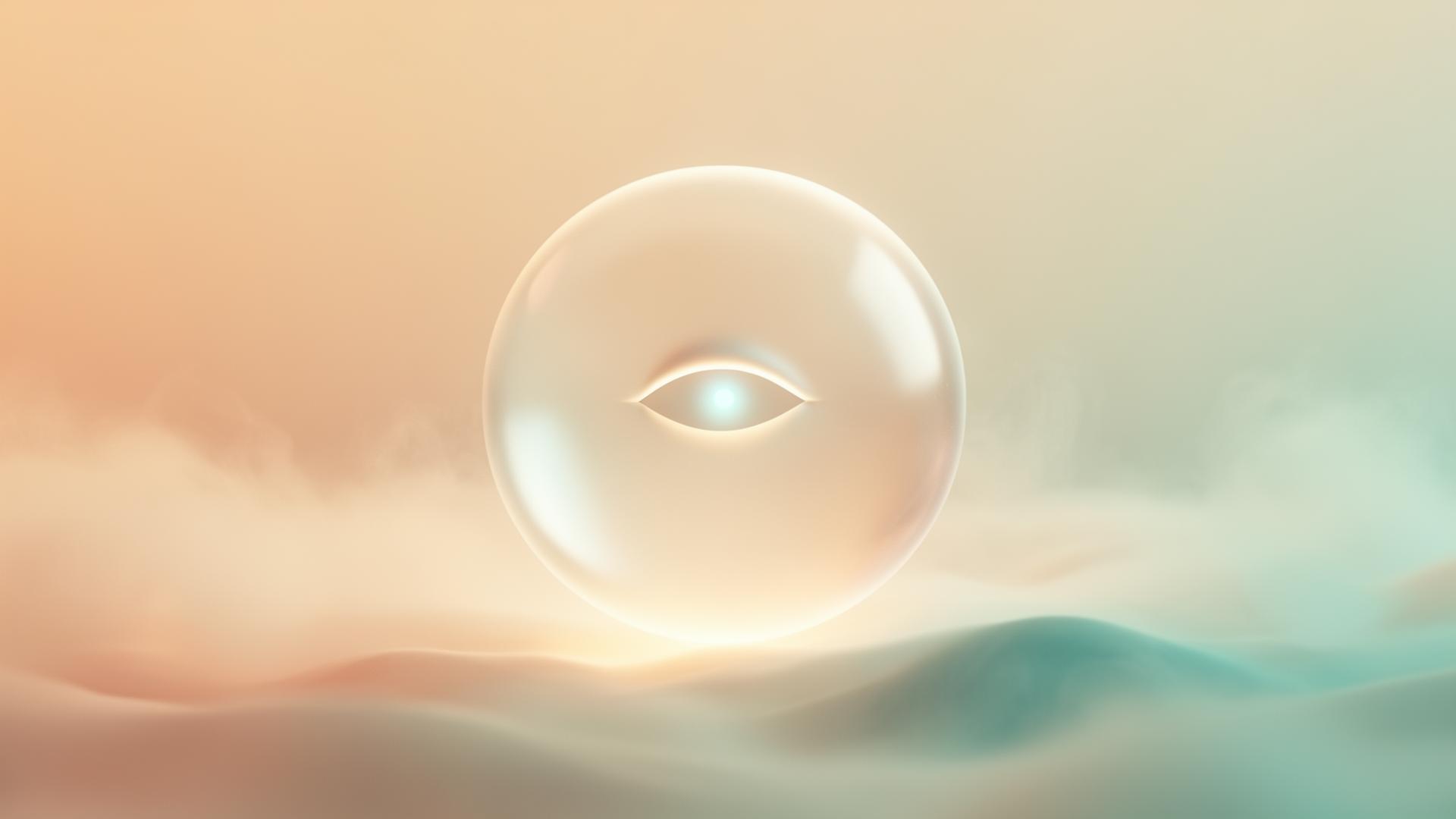 Unwind, the Mio Sync AI buddy orb floating in calm warm mist